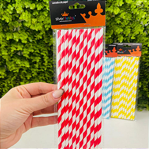 12 Canudos De Papel Listrado Vermelho Para Festa Milkshake Sucos Drinks Aniversário Decoração CP08007 Silver