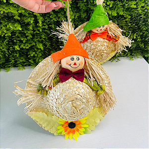 Enfeite Junino Decorativo Chapéu Espantalho 35x20cm Pendurável Para Festa Junina Arraiá Painel Mesa HJ010 Silver