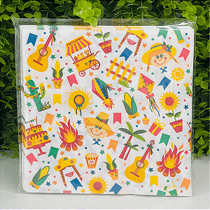 Guardanapo Branco Estampado 33cm Pct c/20un Festa Junina GP33161 Silver