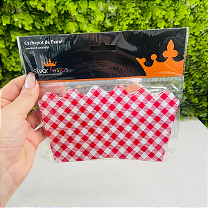 8 Cachepot De Papel Xadrez Junina Vermelha HJ058A Silver
