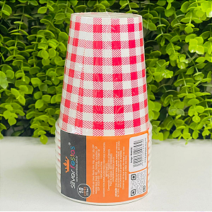 Copo Papel Xadrez Vermelho Festa Junina Pct c/10un MX053S Silver