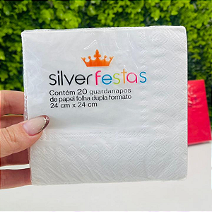 Guardanapo 24cmx24cm Branco Pct c/20un GL25002 Silver