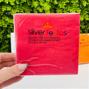 Guardanapo 24cmx24cm Vermelho Pct c/20un GL25001 Silver