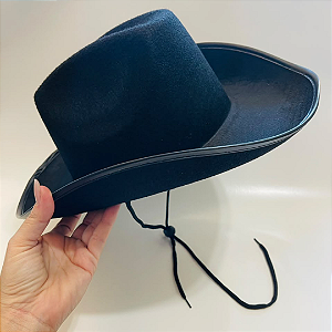 Chapéu Cowgirls Curvado C/1un Preto Ponto das Festas