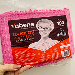 Touca TNT Sanfonada Rosa Descartável Pct c/100un Vabene