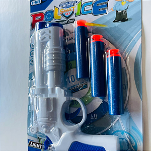 Kit Pistola Policial 15cm Acompanha 3 Balas 6cm C/1un Ponto Das Festas