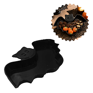 Bandeja Decorativa Plástico Morcego Halloween Cromus