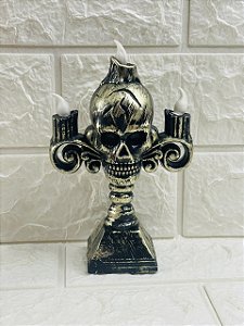 Mini Candelabro Cranio Halloween Festas Temáticas Cromus JZ2505