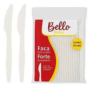 50 un Faca Descartável Refeição Festas Bello Festas