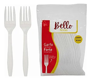 50 un Garfo Descartável Refeição Festas Bello Festas