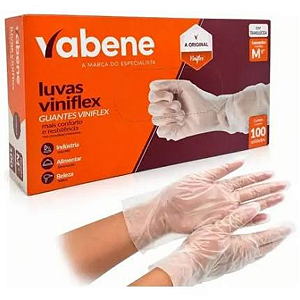 Luva Viniflex M Transparente Cx c/ 100UN Vabene 1531