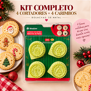 Kit Cortadores com Carimbos Bolachas de Natal 5cm BlueStar