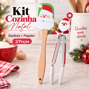 Kit Cozinha Espátula E Pegador 25cm Com 2 Peças Natal Cromus 3108397