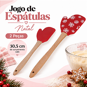Espátula Vermelha/Branca 30,5cm x 7,9cm Jogo Com 2 Peças Natal Cromus 3108396