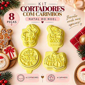 Kit Cortadores com Carimbos Natal do Noel 5cm BlueStar