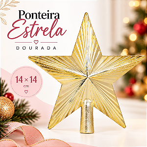 Ponteira Árvore Estrela Ouro 14,5cm C/1un Natal Cromus 1096925
