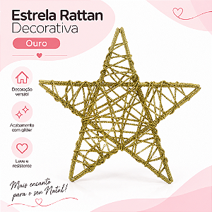 Estrela Rattam Ouro 20cm Natal Cromus 1212037