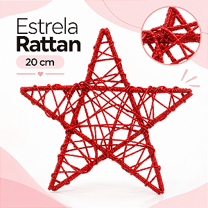 Estrela Rattan Vermelho 20cm Natal Cromus 1212038