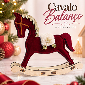 Decoração Cavalo Balanço Vermelho/Cru 18cm C/1un Natal Cromus 3113167