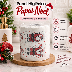 Papel Higiênico Papai Noel Vermelho/Branco C/20 Metros Cromus 1319519