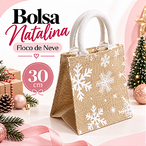 Bolsa Com Alça Floco De Neve Cru/Branco 30cm C/1un Natal Cromus 1045361