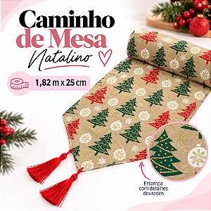Caminho De Mesa Bola Neve Vermelho/Verde/Branco 34cmx1,82m C/1un Natal Cromus 1087230