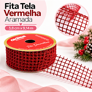 Fita Tela Vermelho 3,8x9,14m C/1un Natal Cromus 1117493