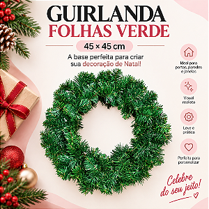 Guirlanda Folhas Verde 45x45cm C/1un Natal Cromus 1056030