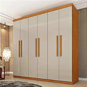 Guarda Roupa Lagos 6 Portas 4 Gavetas Tcil Cinamomo/off white