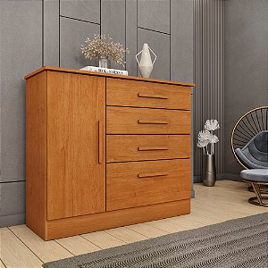 Cômoda Chicago 4 Gavetas 1 Portas Tcil Cinamomo