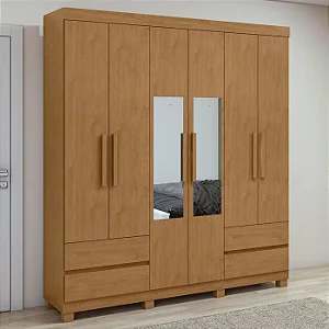 Guarda Roupa Zeus 6 Portas Lopas Amendoa Clean