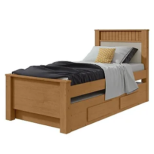 Cama de Solteiro Athenas Lopas Amendoa/off white/Amendoa