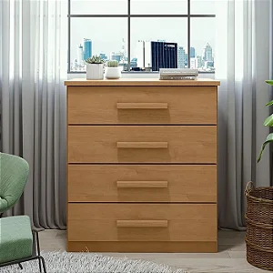 Cômoda Baiao 4 gavetas Lopas Amendoa Clean