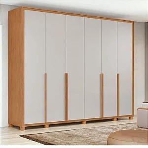 Guarda Roupa Imperatore 6 portas 2 gavetas Lopas Amendoa Clean