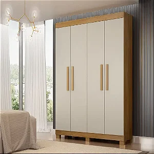 Guarda Roupa Quero Quero 4 Portas 2 Gavetas Valdemóveis Cinamomo/off white