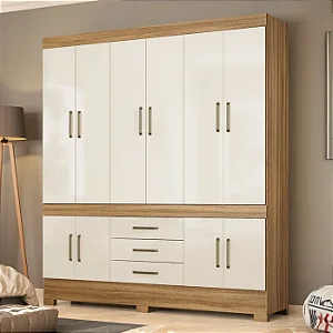 Guarda Roupa New Murano 10 Portas 3 Gavetas Demobile Amendola/Off white