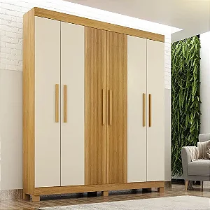 Guarda Roupa Andorinha 6 Portas 2 Gavetas Valdemóveis Cinamomo/off white