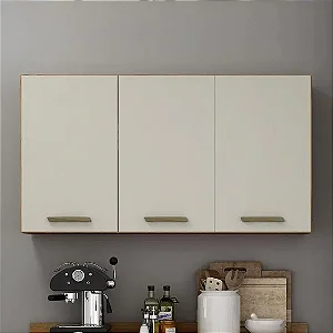 Armário Aéreo Para Cozinha 3 Portas São Luiz Valdemóveis Cinamomo/Off White