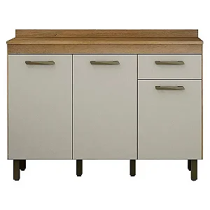 Balcão de Cozinha São Luiz 3 Portas 1 Gaveta Valdemoveis Cinamomo/Off White