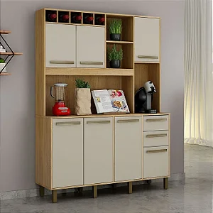 Armário de Cozinha Granada 6 Portas 3 Gavetas Valdemóveis Cinamomo/ Off White