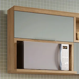 Armário Aéreo de Cozinha Marquesa 1 Porta Basculhante 80cm Nesher Nature/Verde