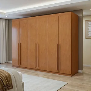 Guarda Roupa Bertha 6 Portas 2 Gavetas Lopas Amendoa Clean