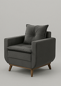 Poltrona Pam Pernambuco Recife Veludo Cinza Escuro