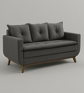 Sofá 3 Lugares Pam Pernambuco Recife Veludo Cinza Escuro