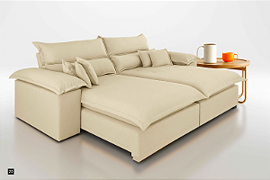 Sofá Itália Lirio 1,00 Evidence Veludo Bege