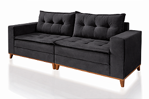 Sofá Bahia Salvador Pam Veludo Cinza Escuro