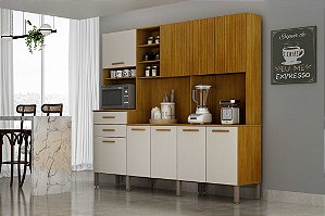Armário de Cozinha Lexus 9 Portas 2 Gavetas CHF Cinamomo/off white/ Acetinado
