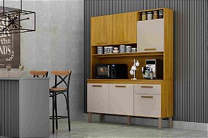 Armário de Cozinha Noor 6 Portas 1 Gavetas CHF Cinamomo/Off white/ Acetinado