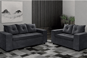 Sofá Aracaju Pam 2x3 Lugares Cinza Escuro