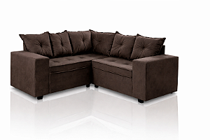 Conjunto Sofá de Canto Cuiabá 2x3 lugares Pam Estofados Veludo Marrom